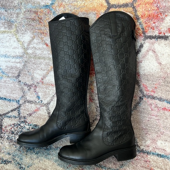 GUCCI Guccissima Calfskin Maud Soft Knee High Riding Boots in Black - 36 - Picture 9 of 9
